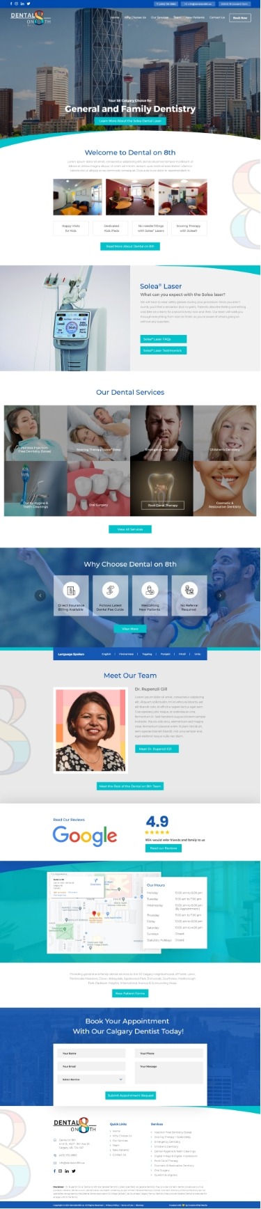 Dental on 8th Homepage | Creative Pixel Media | Dental Marketing & Website Design | Calgary & North America
