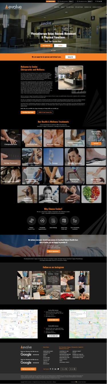 Evolve Chiropractic & Wellness Homepage | Creative Pixel Media | Dental Marketing & Website Design | Calgary & North America